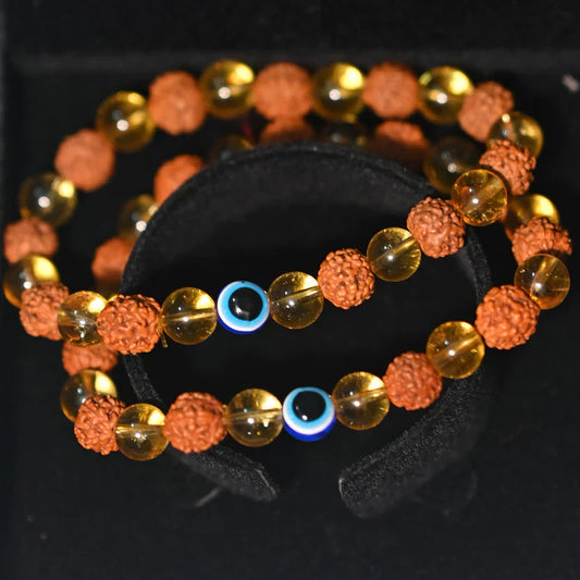 Rudraksha & Citrine Bracelet | The Key to Success & Happiness | BUY 1 GET 1 FREE(4.9/5 ⭐⭐⭐⭐⭐ 90,022 Reviews)