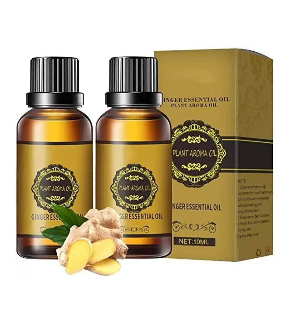 Belly Drainage Ginger Oil, Lymphatic Drainage Ginger Oil, Slimming Tummy Ginger Oil, Ginger Essential Oil for Swelling and Pain Relief, Care for Skin (30ML) (Pack Of 2)