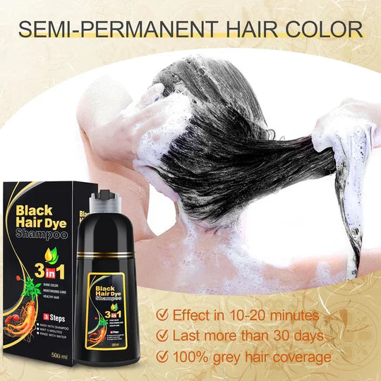 BUY 1,GET 2 FREE!!! @399🔥Flat 65% OFF Today Only 🔥3-IN-1 BLACK HAIR DYE SHAMPOO (AYURVEDIC NO SIDE EFFECT)