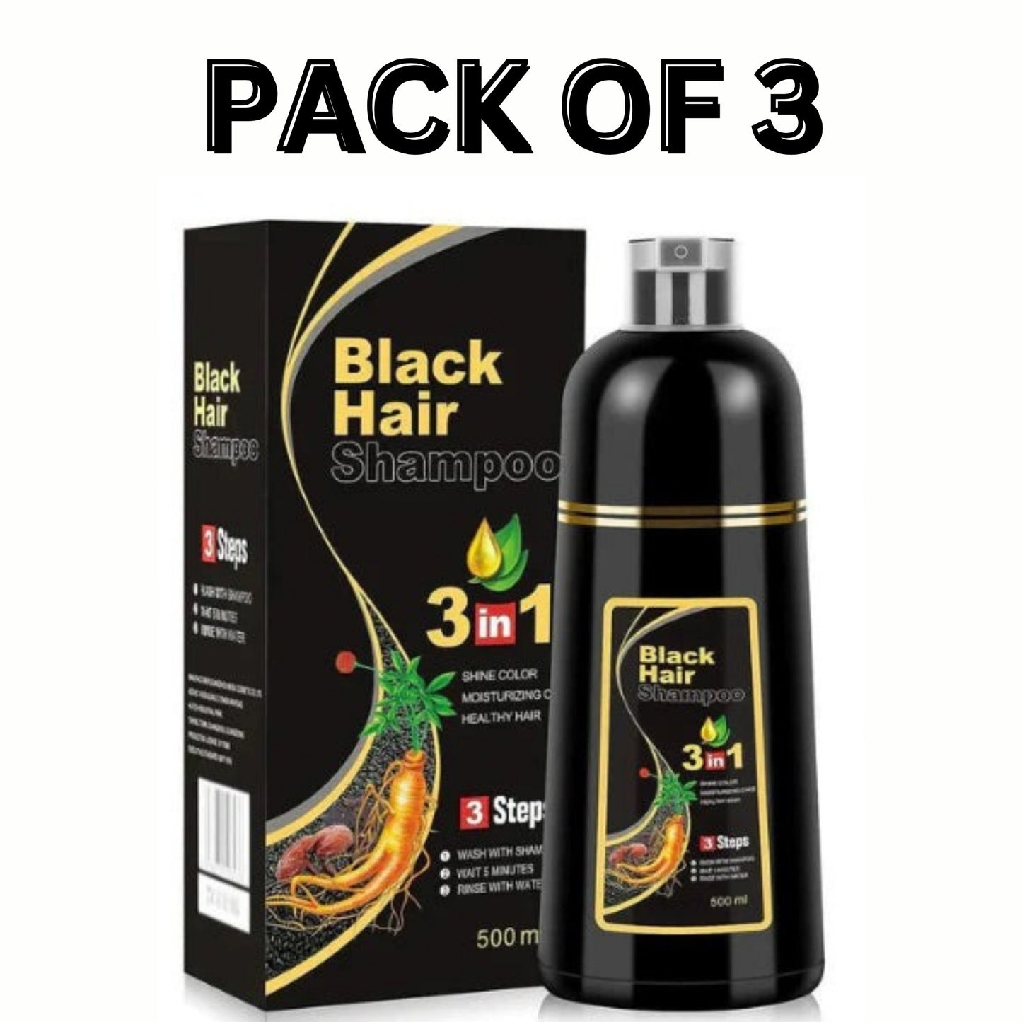 BUY 1,GET 2 FREE!!! @399🔥Flat 65% OFF Today Only 🔥3-IN-1 BLACK HAIR DYE SHAMPOO (AYURVEDIC NO SIDE EFFECT)