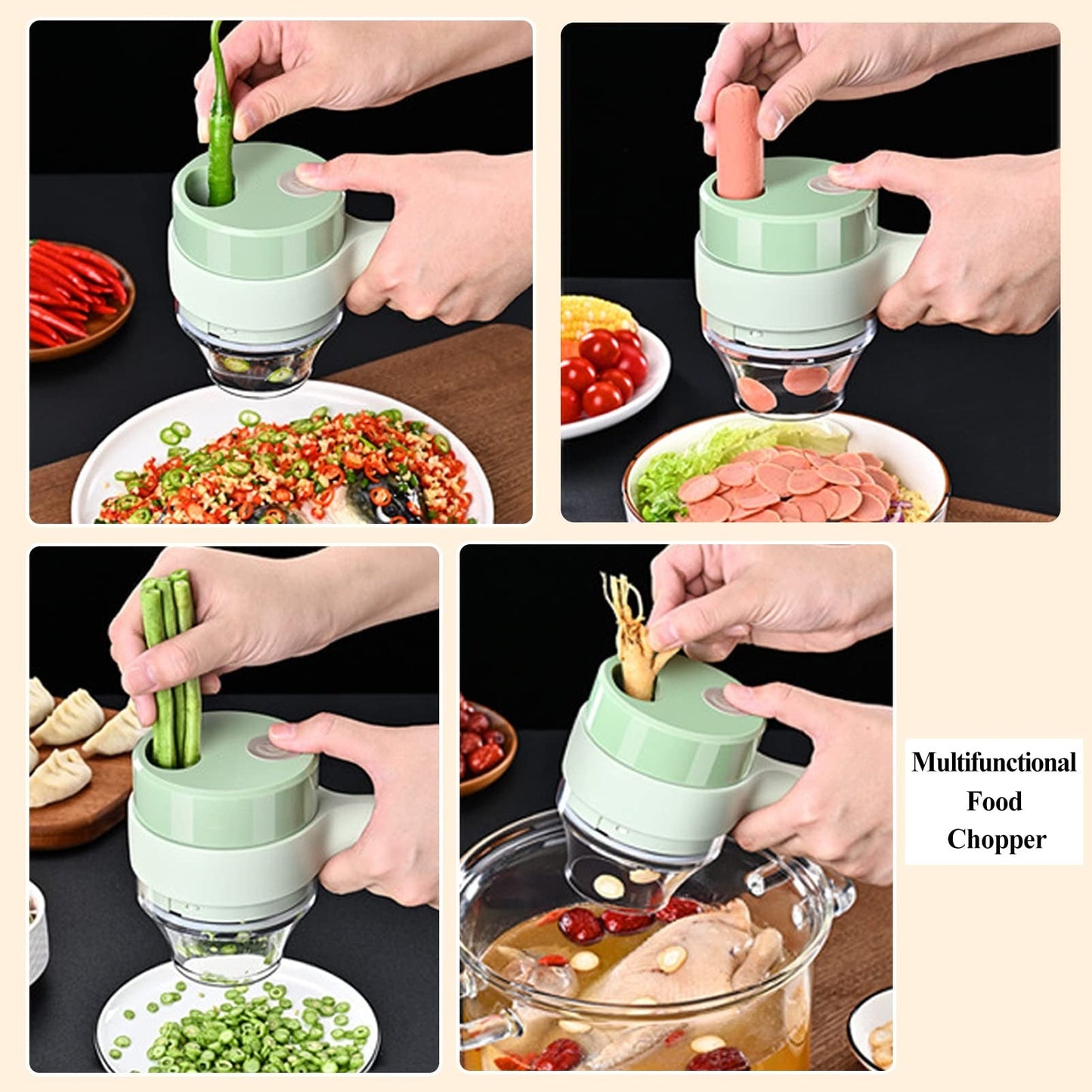 4 in 1 Portable Electric Vegetable Cutter Set