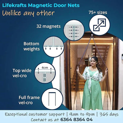 🥅🏡 Mesh Magnetic Mosquito Screen Door Net Curtain with Magnets Reinforced Polyester