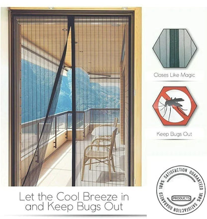 🥅🏡 Mesh Magnetic Mosquito Screen Door Net Curtain with Magnets Reinforced Polyester