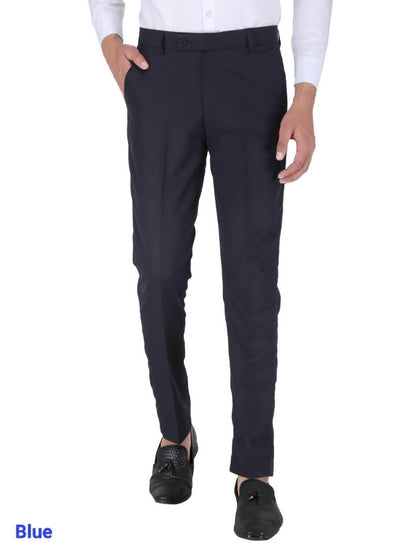 Mens Cotton Stretchable Solid - Formal Trouser