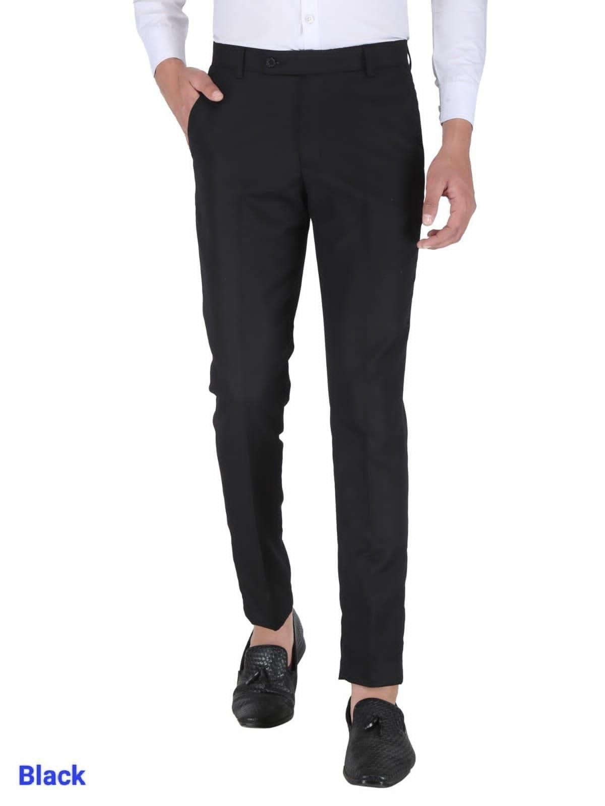 Mens Cotton Stretchable Solid - Formal Trouser