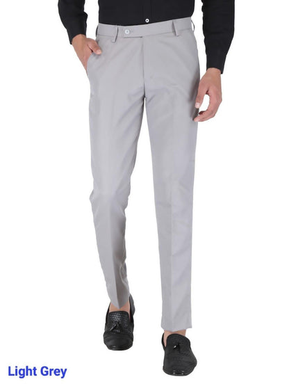 Mens Cotton Stretchable Solid - Formal Trouser