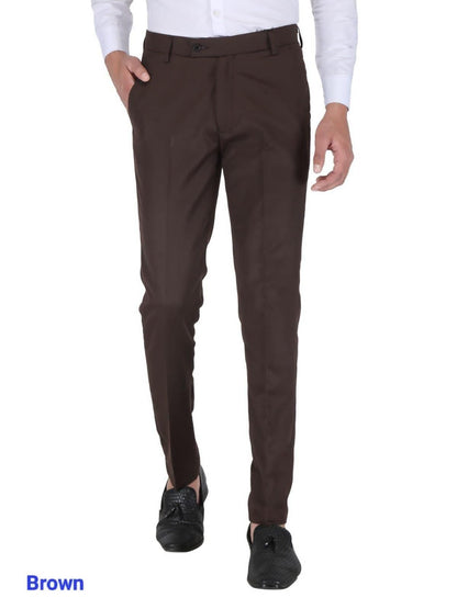 Mens Cotton Stretchable Solid - Formal Trouser