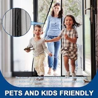 🥅🏡 Mesh Magnetic Mosquito Screen Door Net Curtain with Magnets Reinforced Polyester