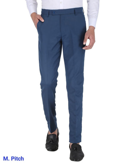 Mens Cotton Stretchable Solid - Formal Trouser