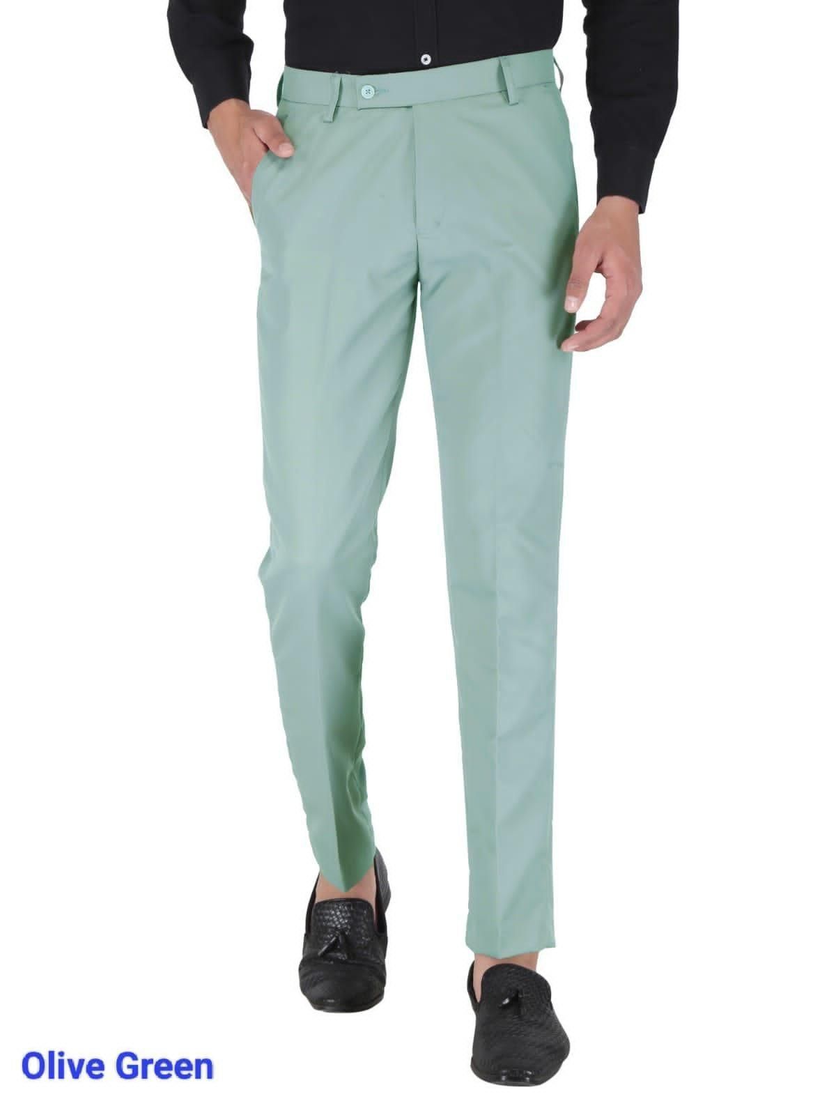 Mens Cotton Stretchable Solid - Formal Trouser