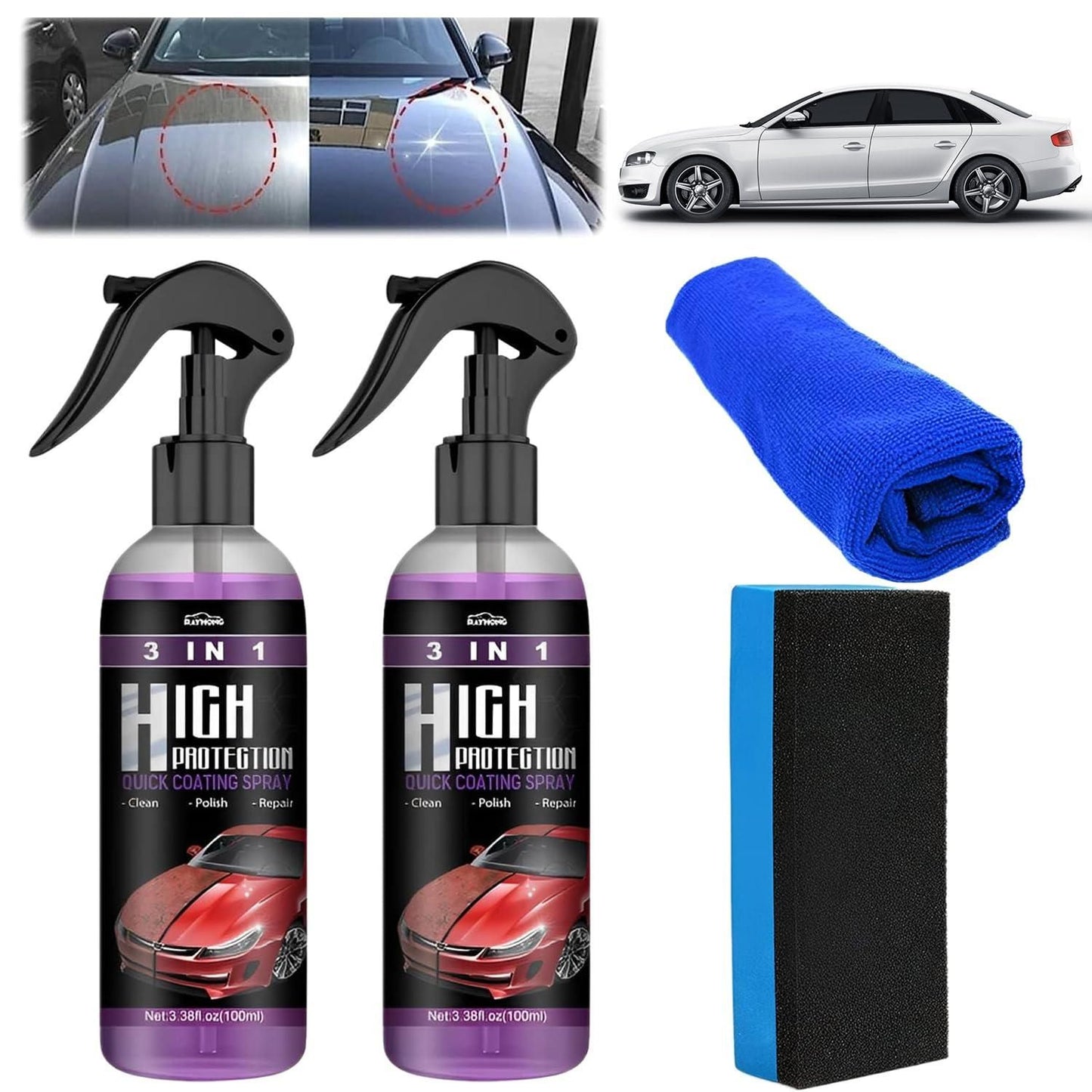 🔥🔥 3 in 1 High Protection Quick Car Ceramic Coating Spray 🔥(Buy 1 Get 1 Free)🔥