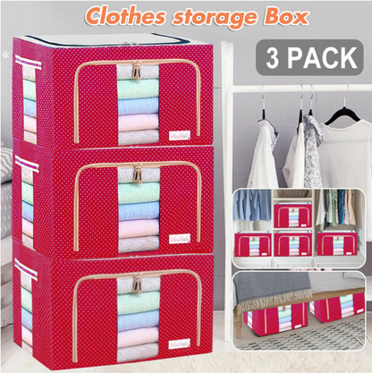 Zipcartz™ Fabric Storage Boxes For Clothes, Sarees, Bed Sheets, Blanket Etc.