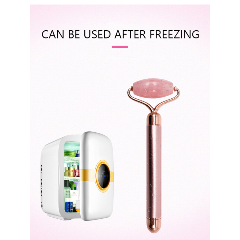 Vibrating Face Roller 2 In 1 Electric Massager(Rose Quartz)