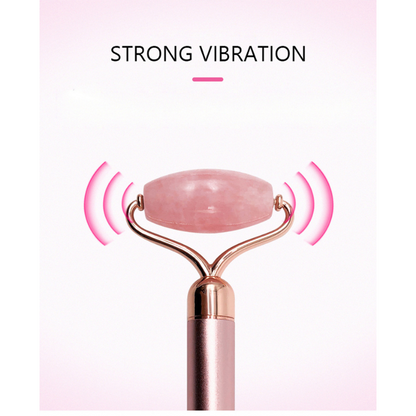 Vibrating Face Roller 2 In 1 Electric Massager(Rose Quartz)