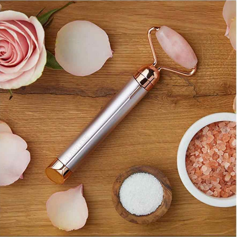 Vibrating Face Roller 2 In 1 Electric Massager(Rose Quartz)